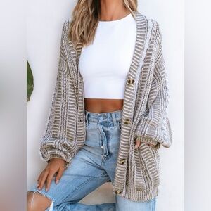 CUPSHE Brown Cable Knit Cardigan